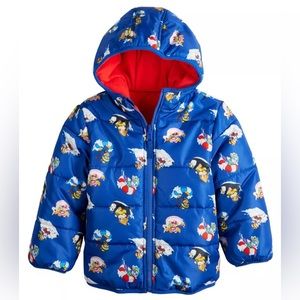 Toddler Paw Patrol Reversible Toddler Boys Puffer Jacket Hooded, Size 2T NEW